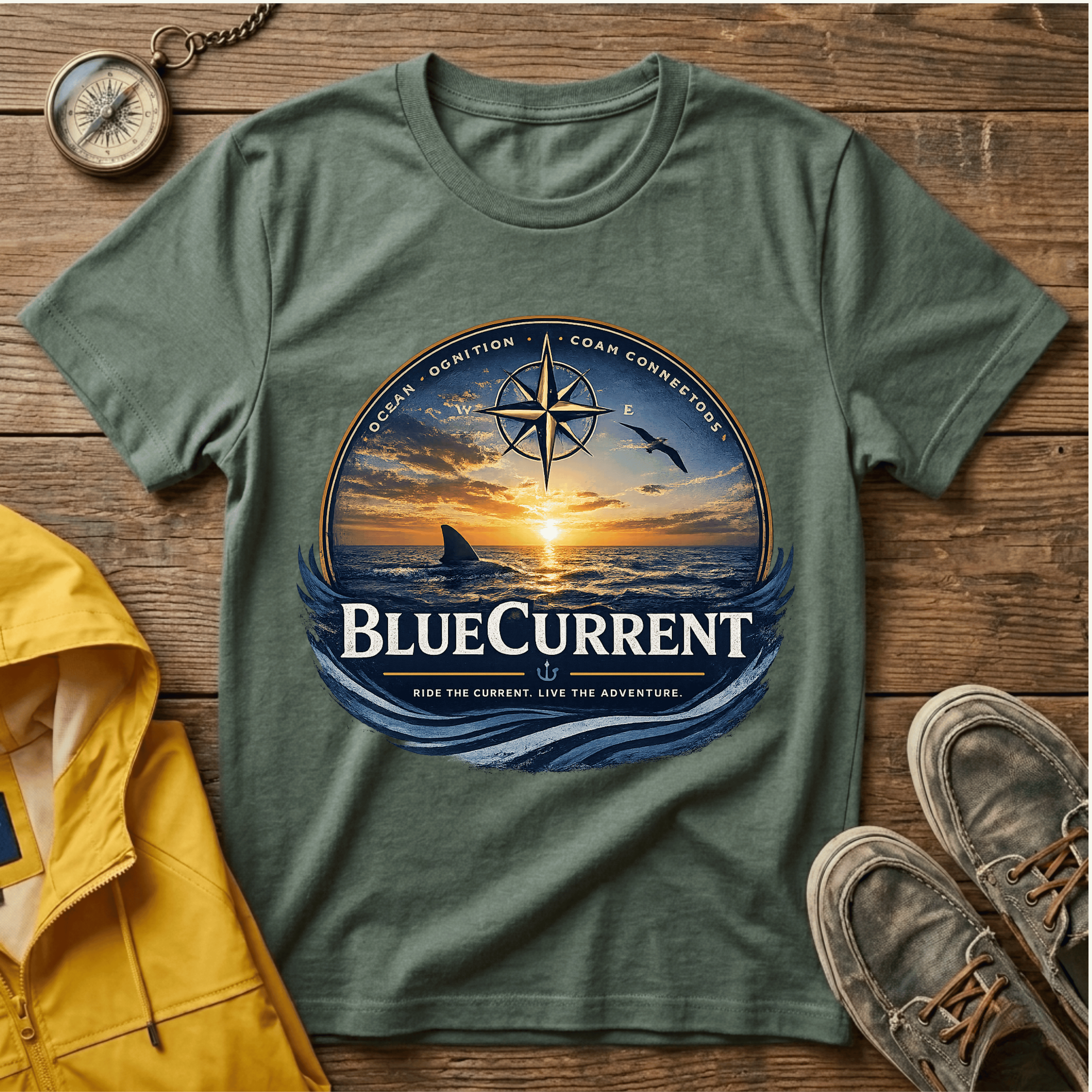 Sunset Compass T-Shirt — BlueCurrent Ocean Sunset Logo Tee