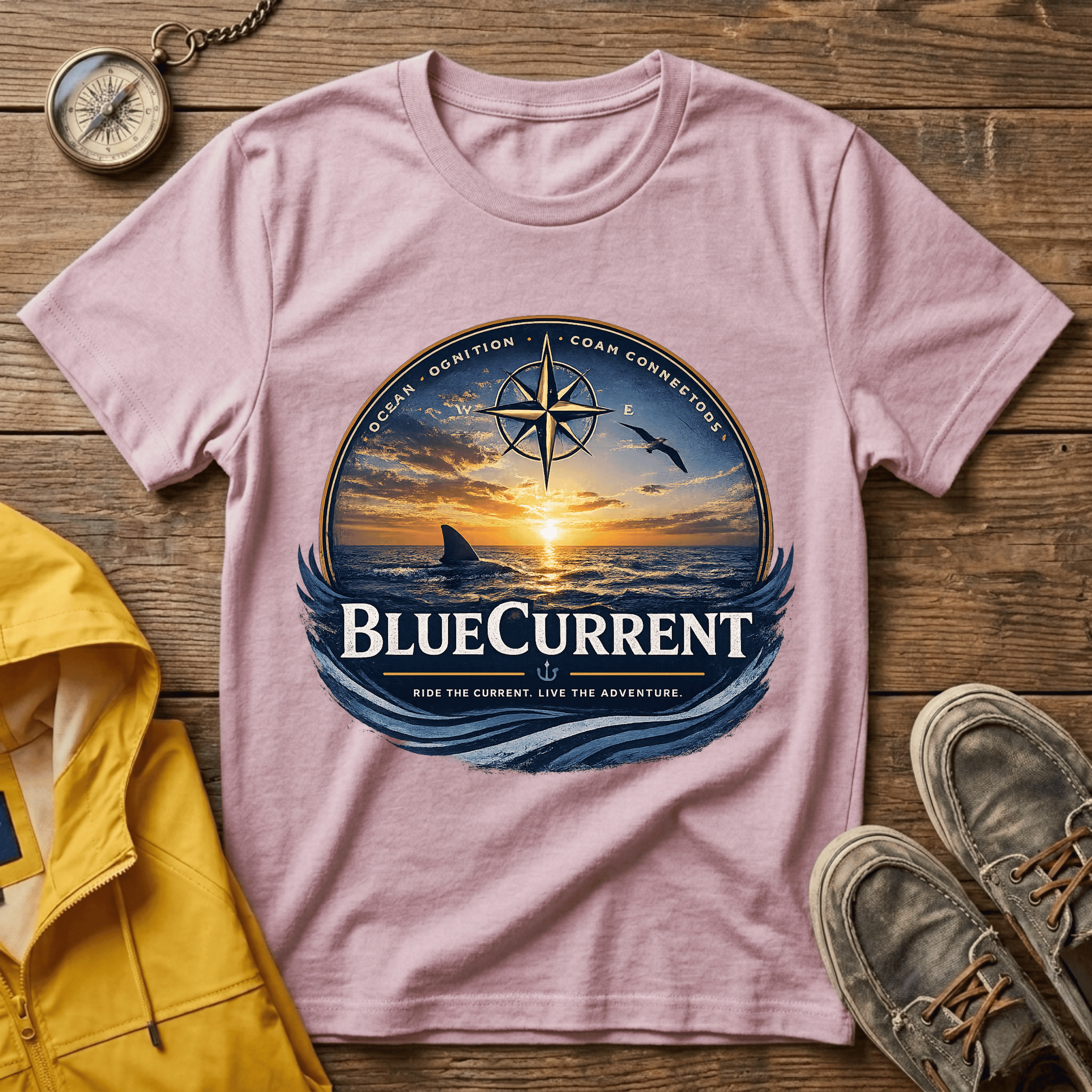 Sunset Compass T-Shirt — BlueCurrent Ocean Sunset Logo Tee