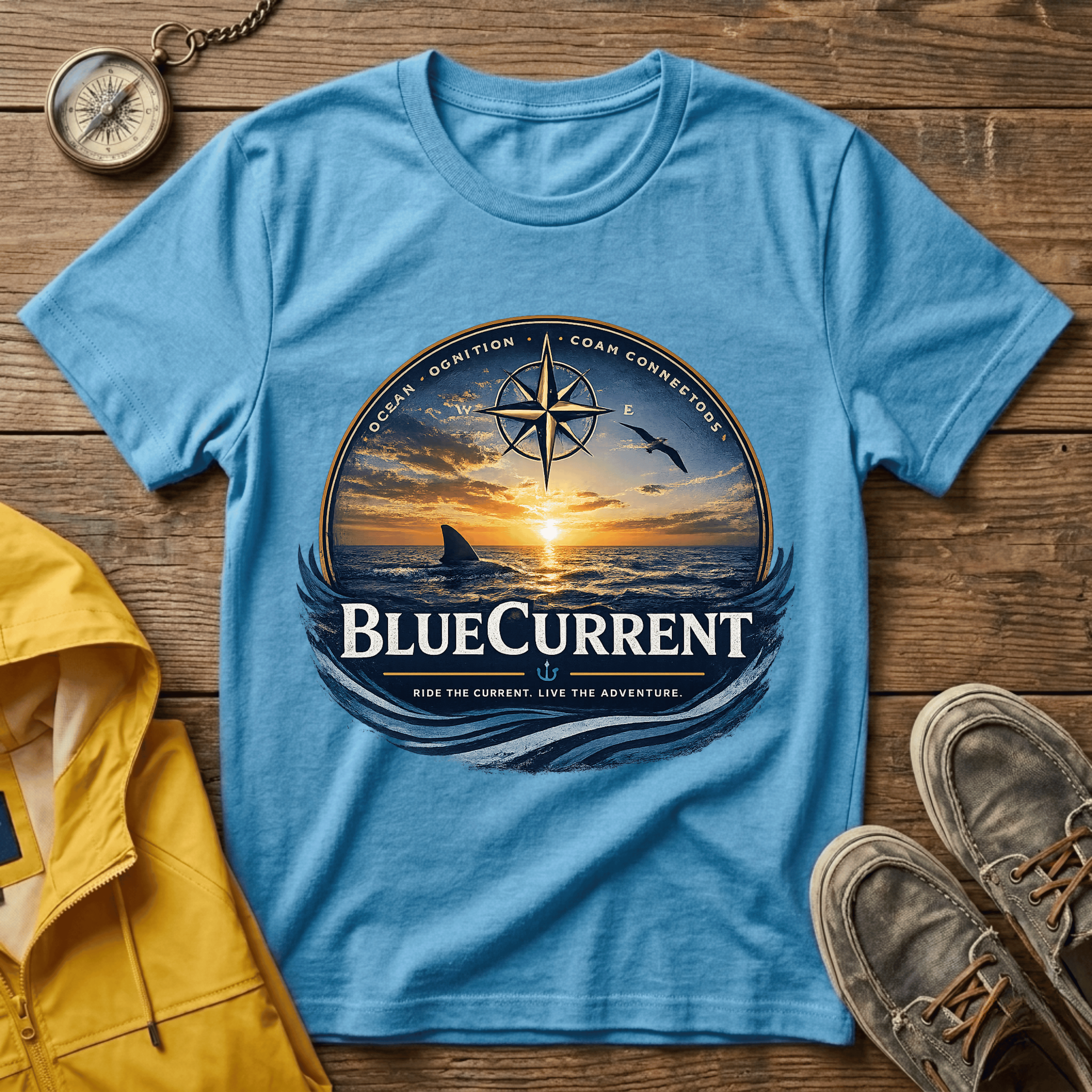 Sunset Compass T-Shirt — BlueCurrent Ocean Sunset Logo Tee