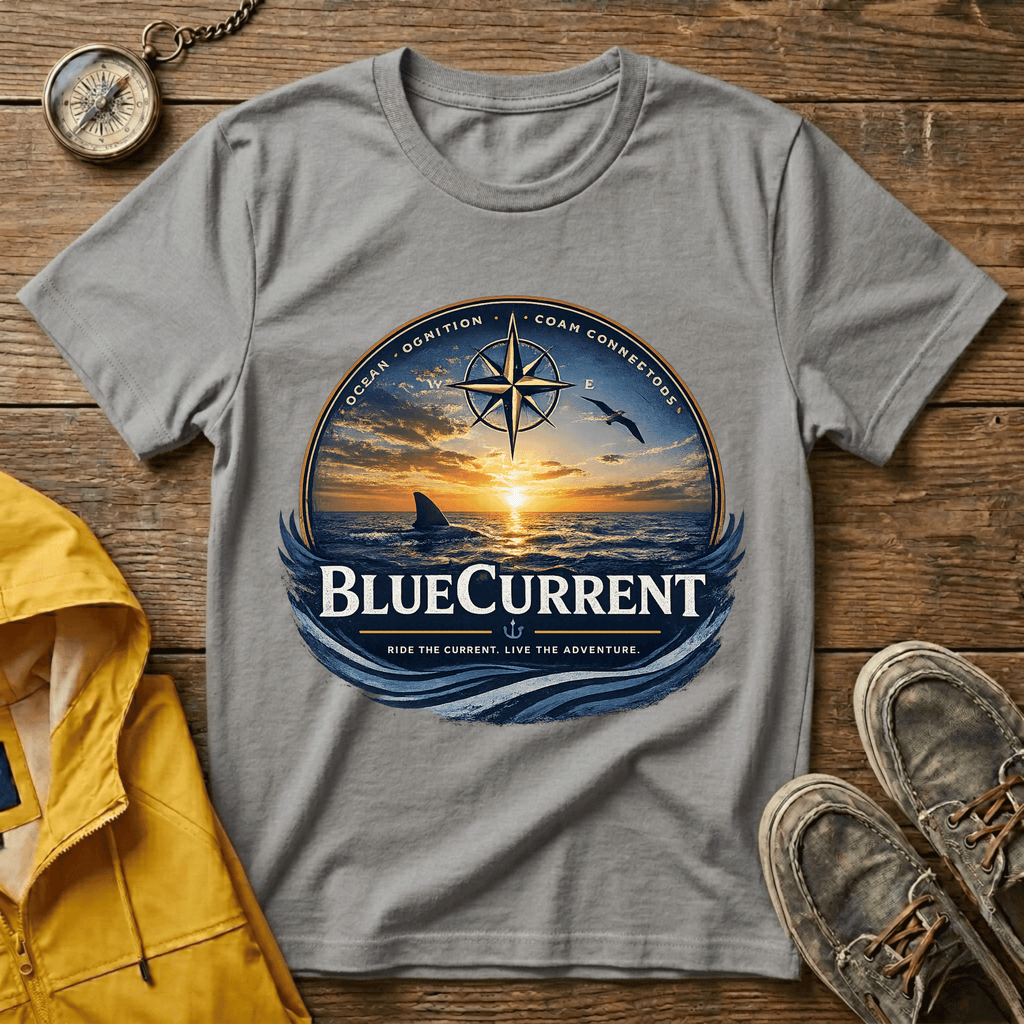 Sunset Compass T-Shirt — BlueCurrent Ocean Sunset Logo Tee