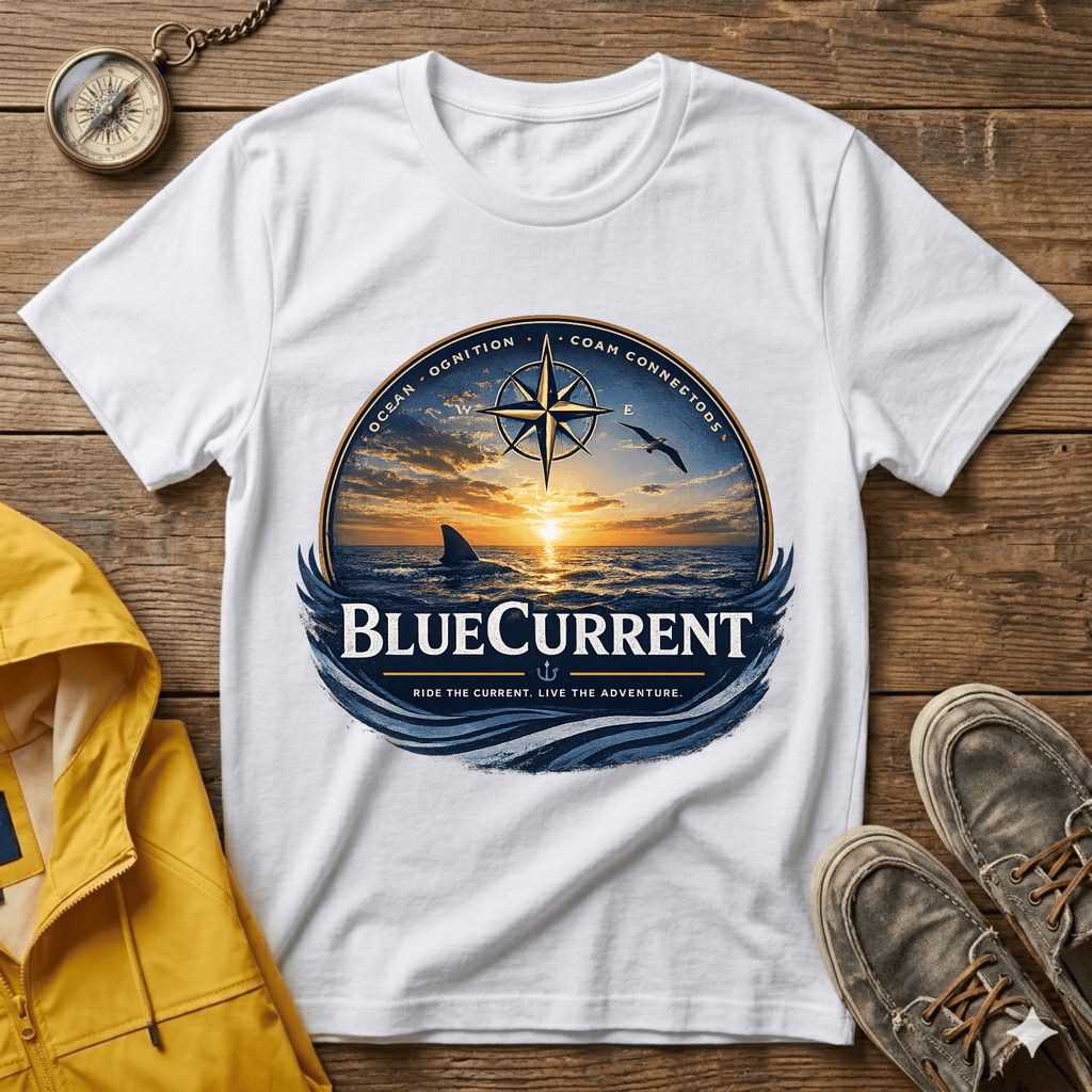 Sunset Compass T-Shirt — BlueCurrent Ocean Sunset Logo Tee