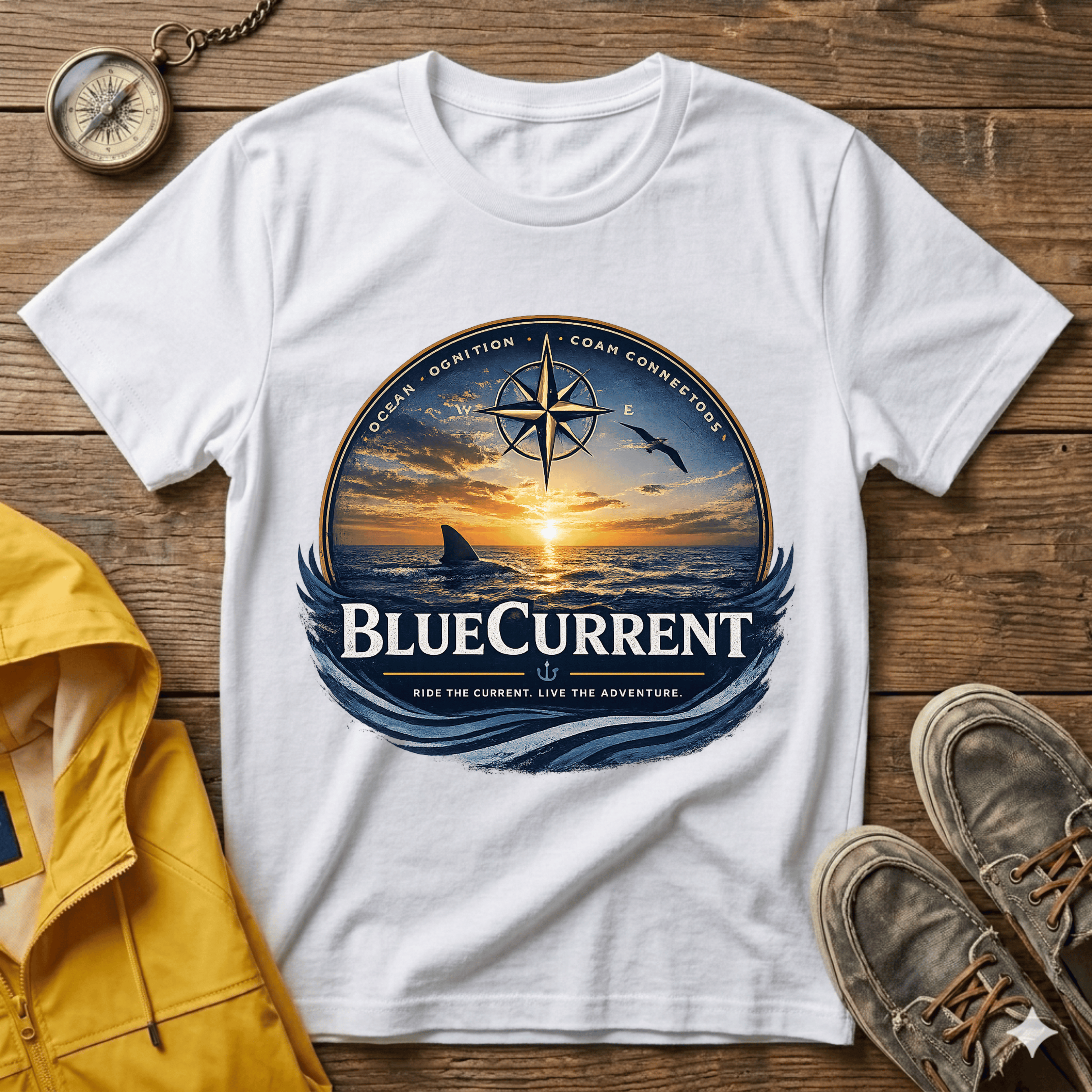Sunset Compass T-Shirt — BlueCurrent Ocean Sunset Logo Tee