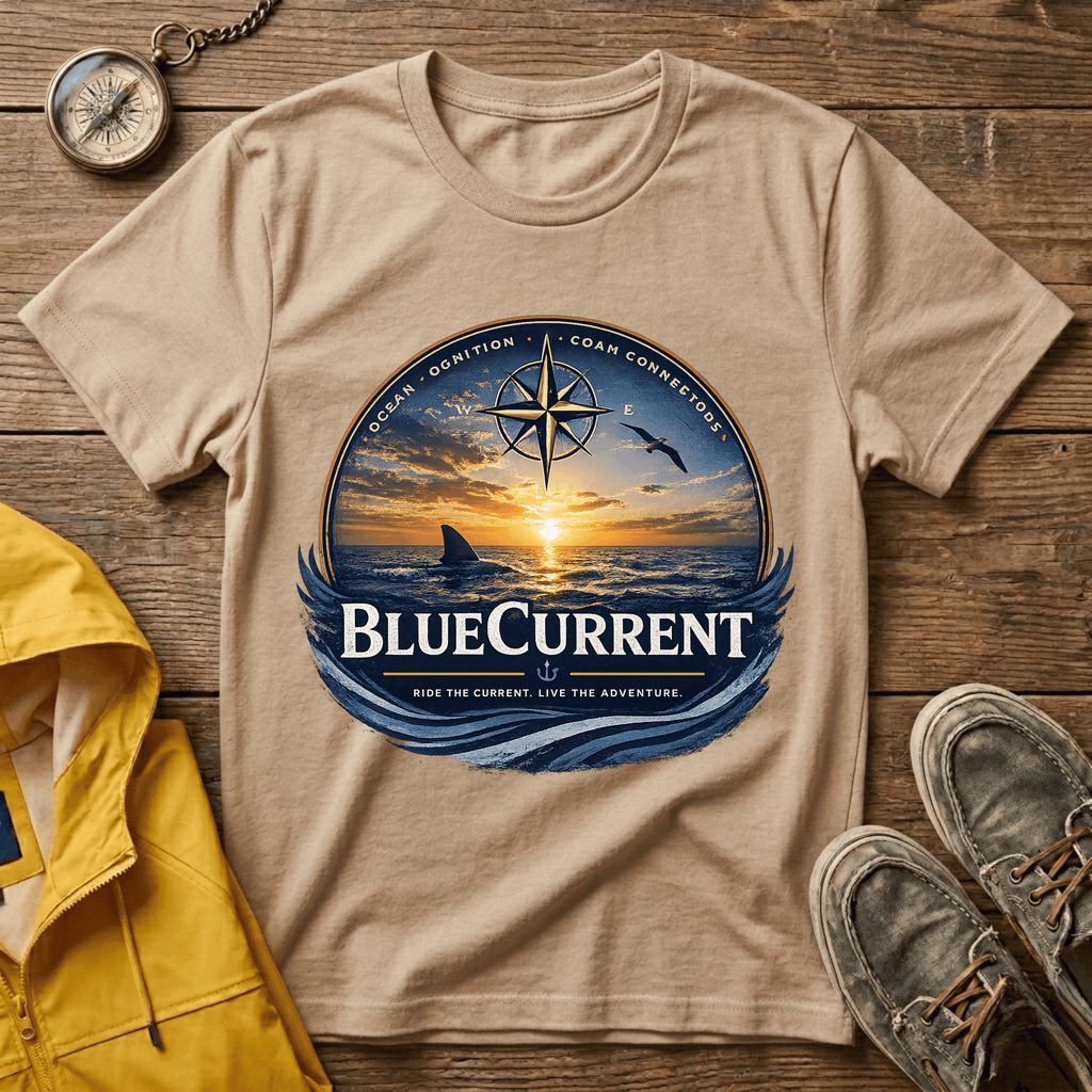 Sunset Compass T-Shirt — BlueCurrent Ocean Sunset Logo Tee