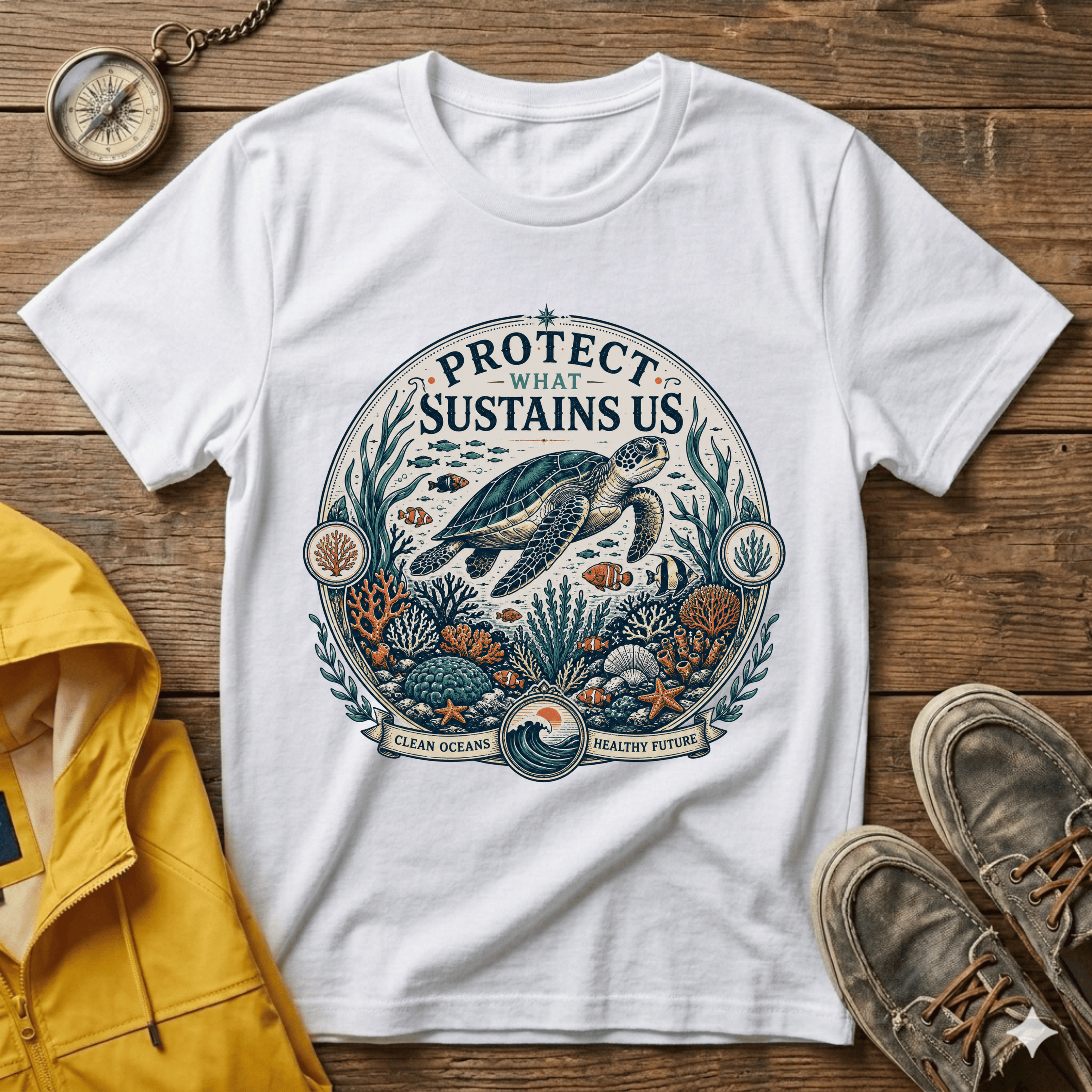 T-Shirt — "Protect What Sustains Us" Sea Turtle Conservation Tee