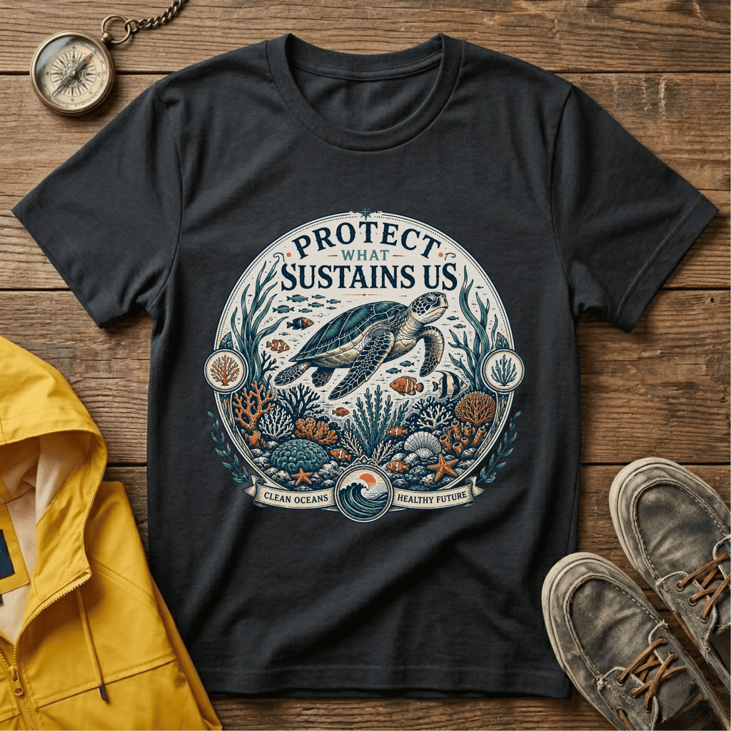 T-Shirt — "Protect What Sustains Us" Sea Turtle Conservation Tee