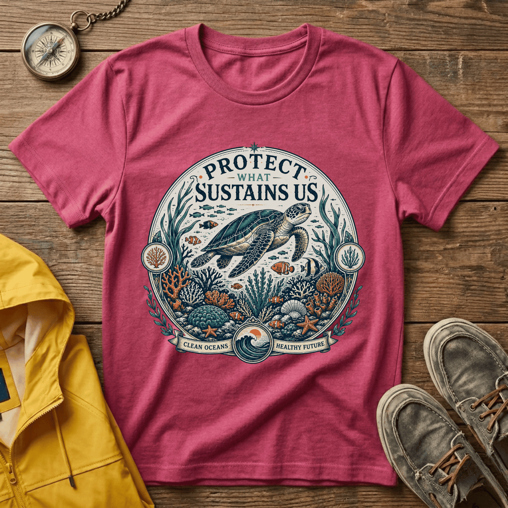 T-Shirt — "Protect What Sustains Us" Sea Turtle Conservation Tee