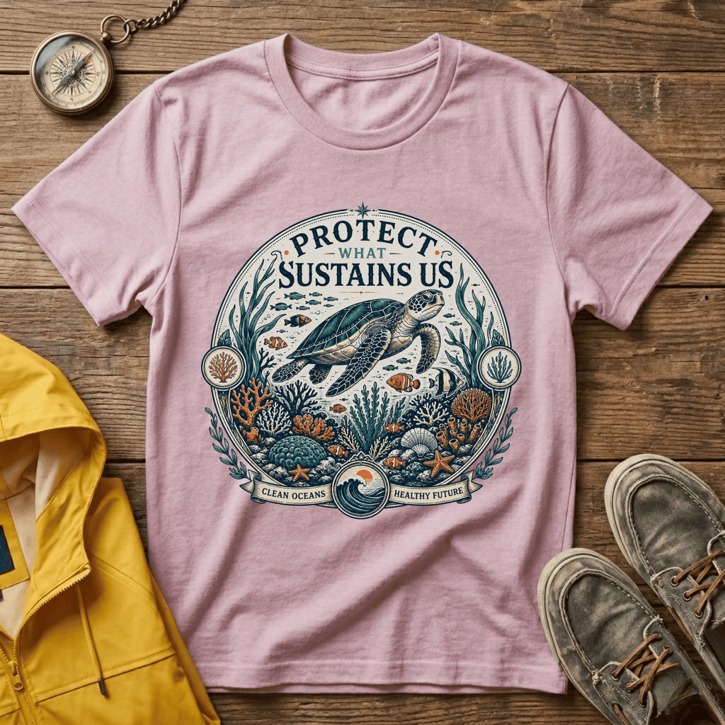 T-Shirt — "Protect What Sustains Us" Sea Turtle Conservation Tee