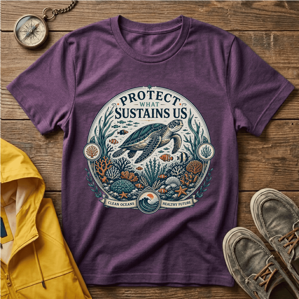T-Shirt — "Protect What Sustains Us" Sea Turtle Conservation Tee