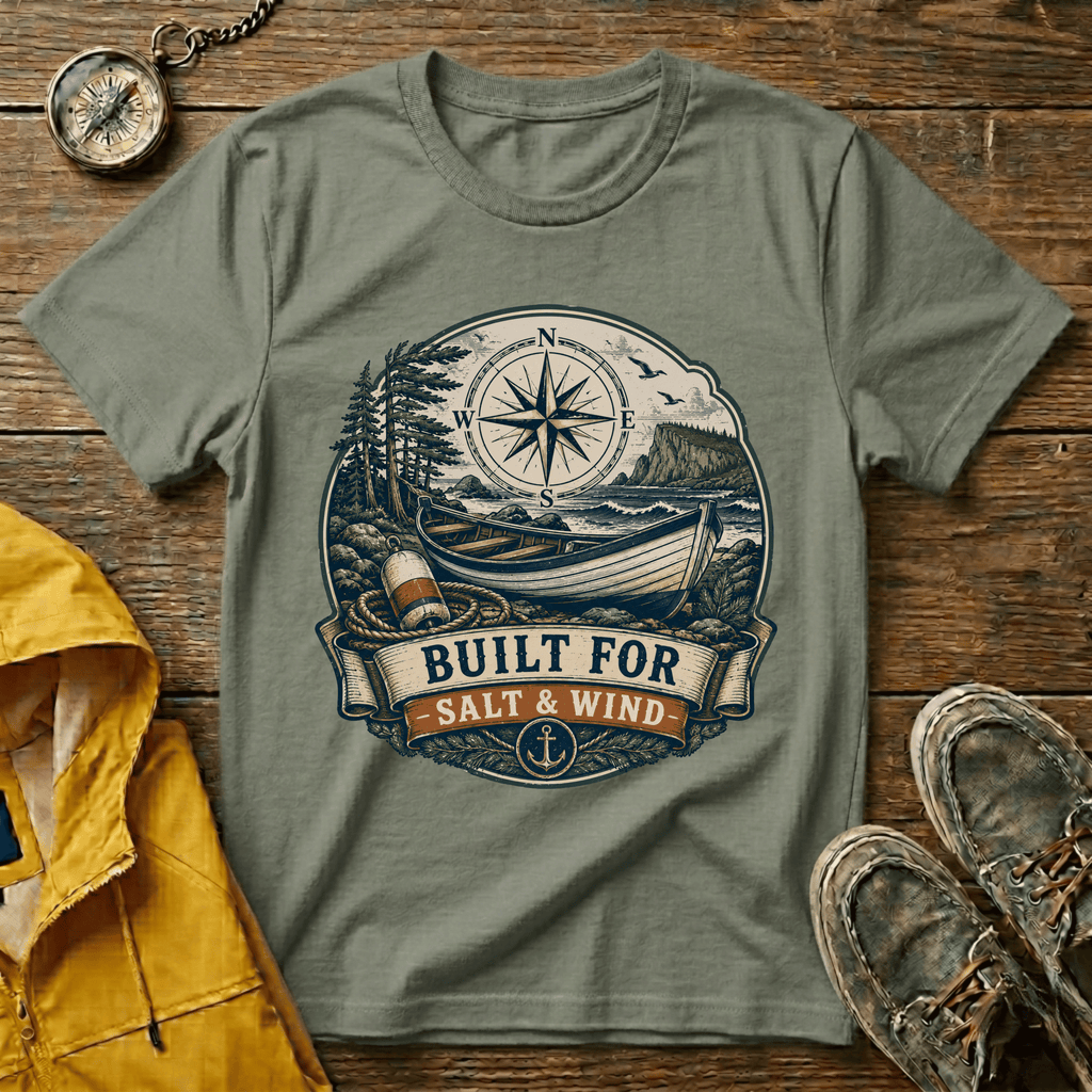 Built for Salt & Wind Compass Tee — Coastal Adventure T-Shirt