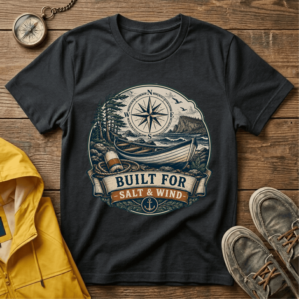 Built for Salt & Wind Compass Tee — Coastal Adventure T-Shirt