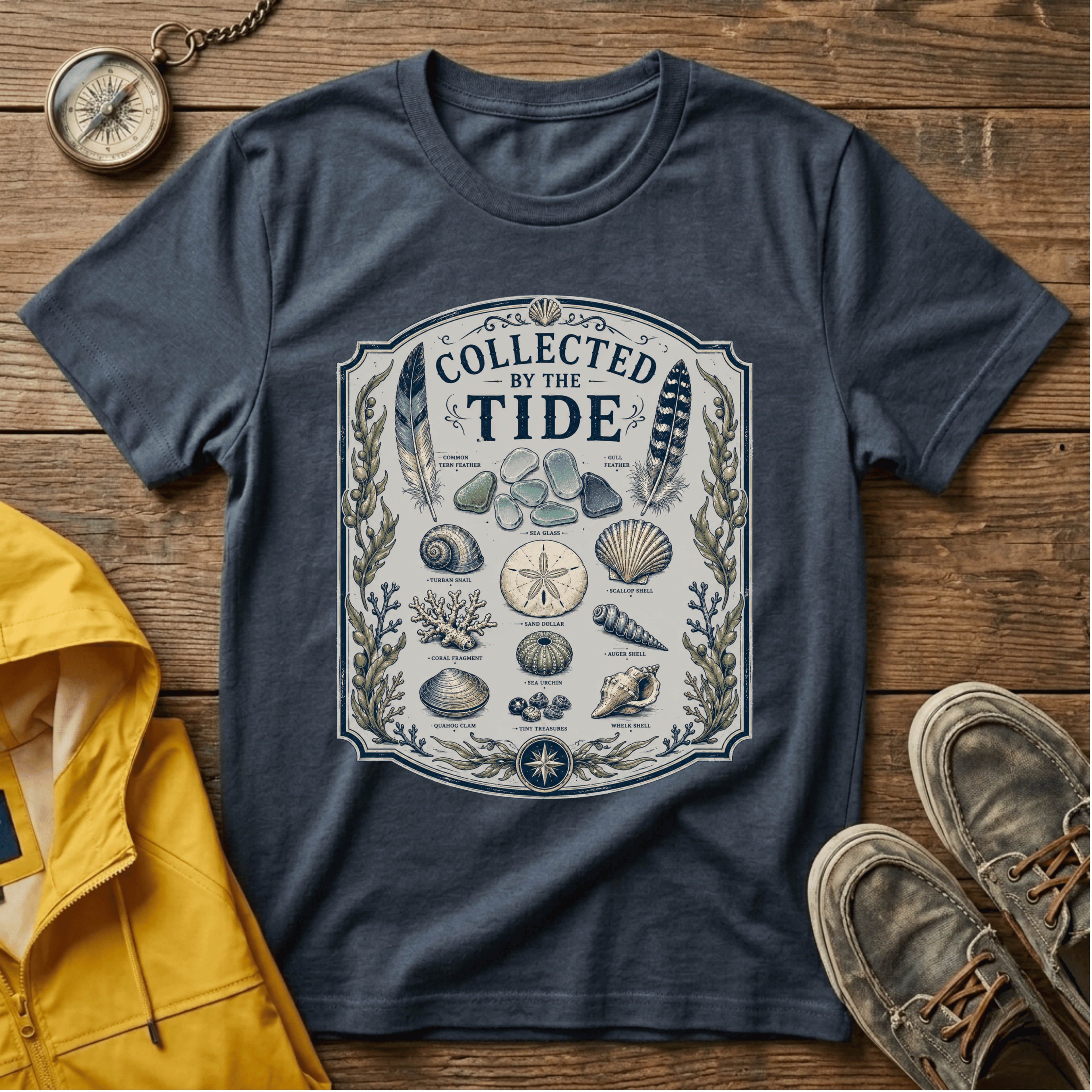 Collected by the Tide T-Shirt — Beachcomber Shell & Sea Glass Graphic Tee