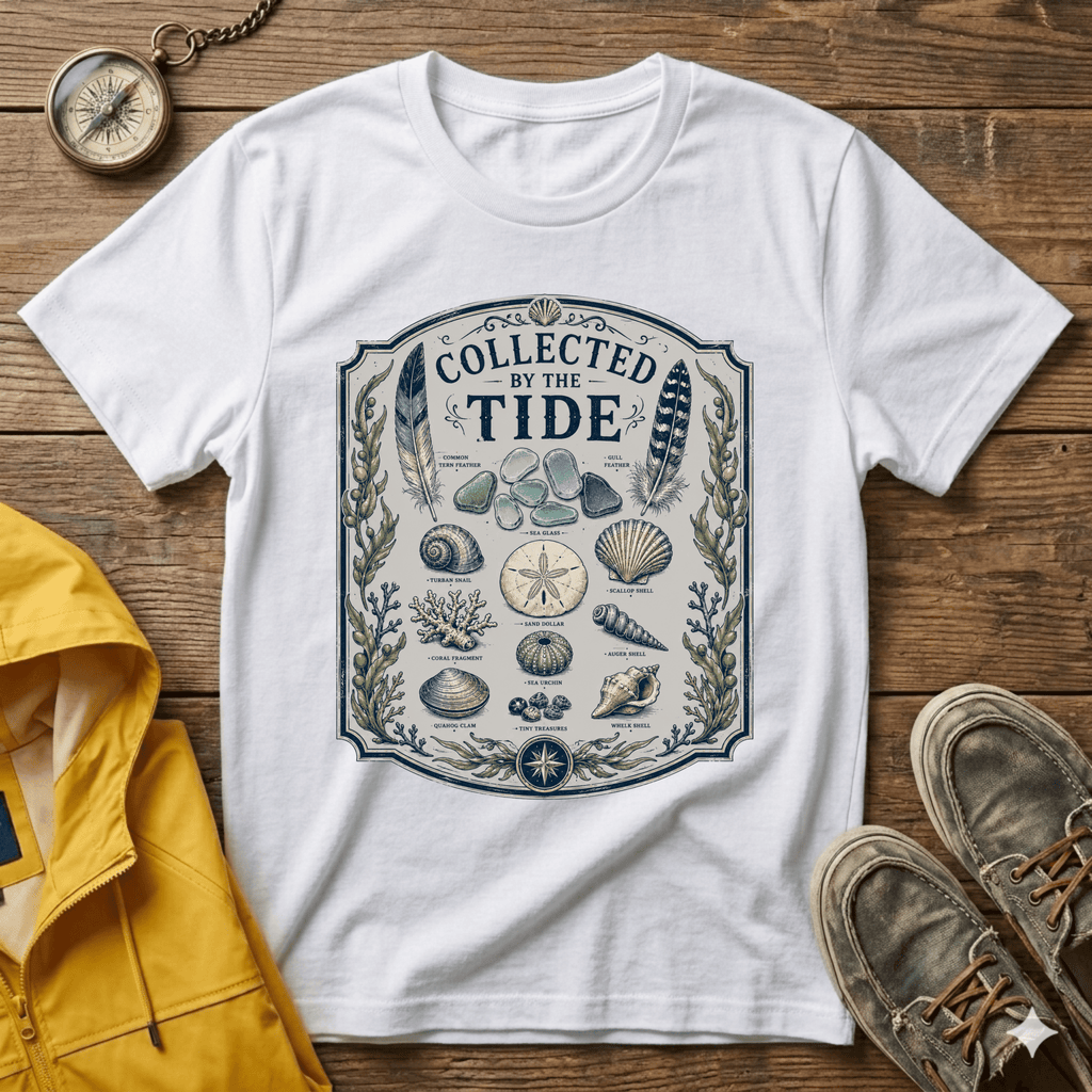 Collected by the Tide T-Shirt — Beachcomber Shell & Sea Glass Graphic Tee