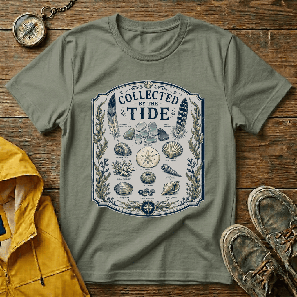 Collected by the Tide T-Shirt — Beachcomber Shell & Sea Glass Graphic Tee