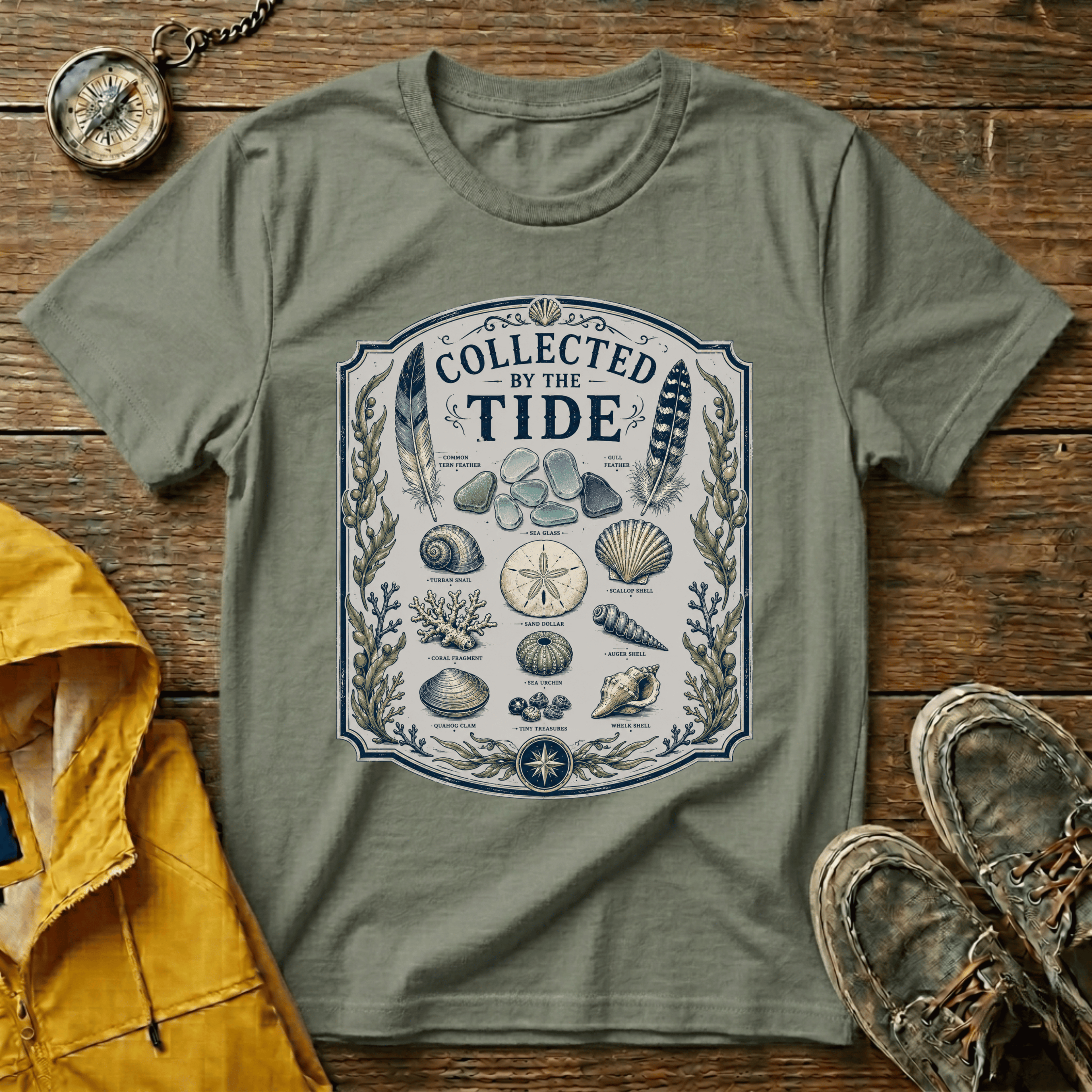 Collected by the Tide T-Shirt — Beachcomber Shell & Sea Glass Graphic Tee