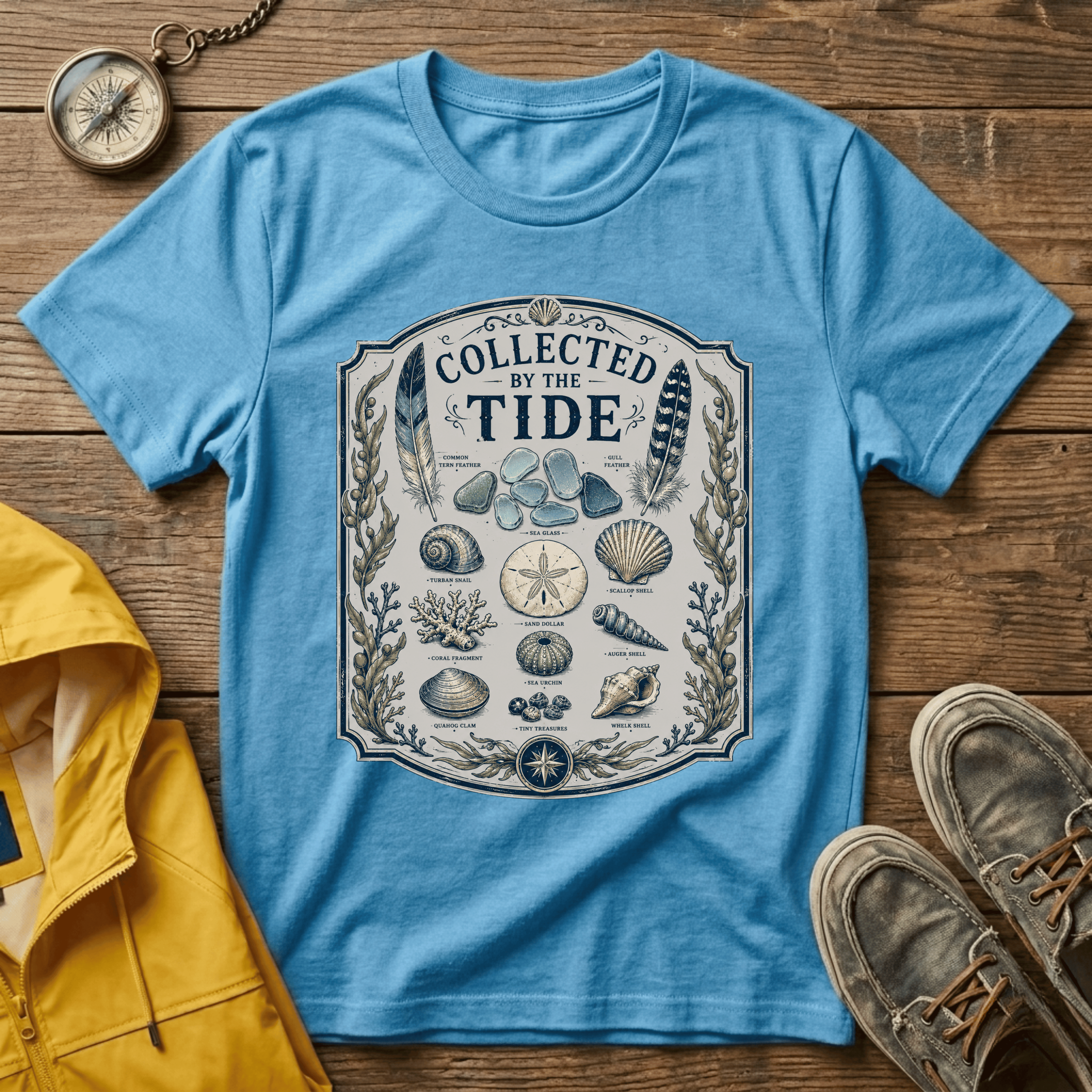 Collected by the Tide T-Shirt — Beachcomber Shell & Sea Glass Graphic Tee