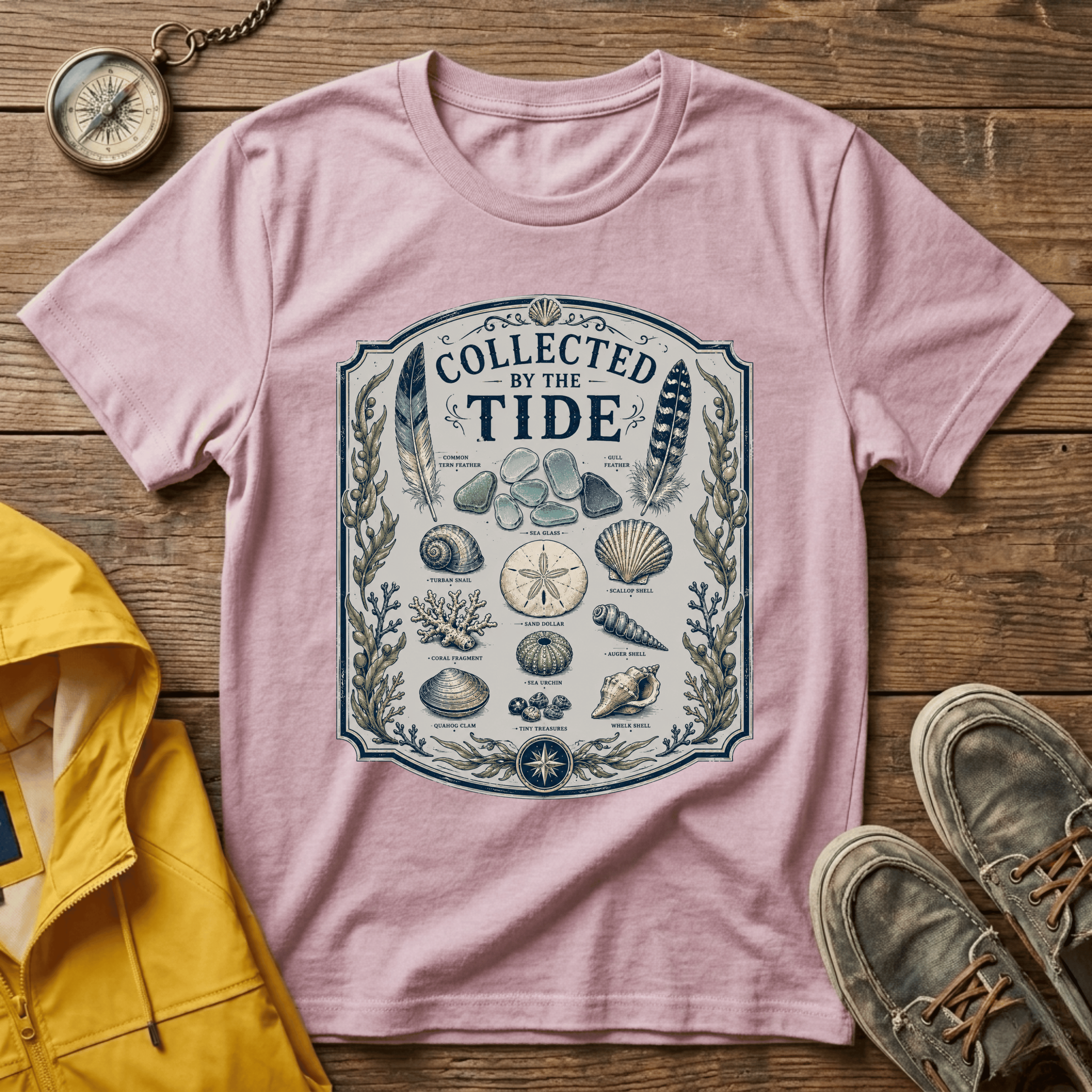 Collected by the Tide T-Shirt — Beachcomber Shell & Sea Glass Graphic Tee