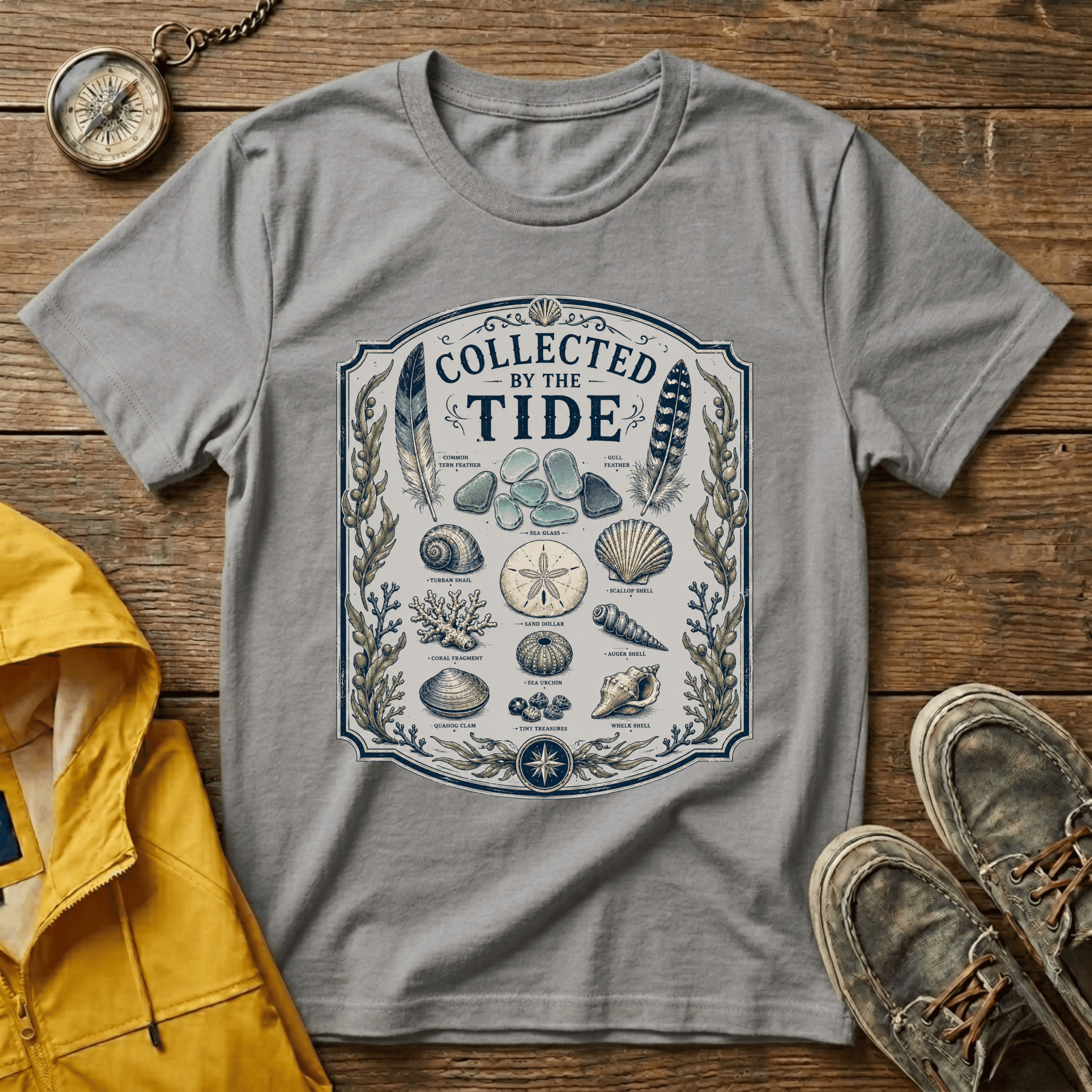 Collected by the Tide T-Shirt — Beachcomber Shell & Sea Glass Graphic Tee