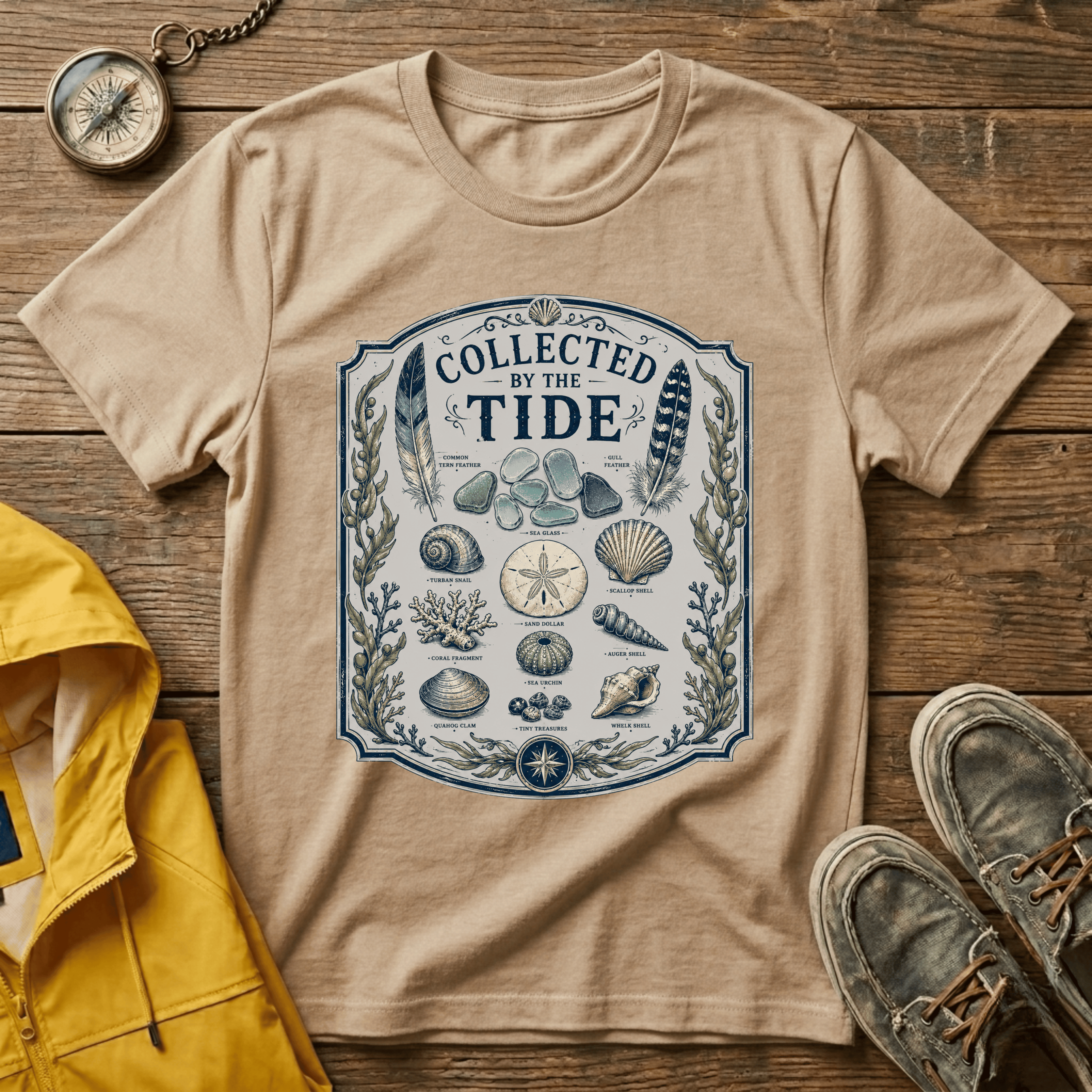 Collected by the Tide T-Shirt — Beachcomber Shell & Sea Glass Graphic Tee