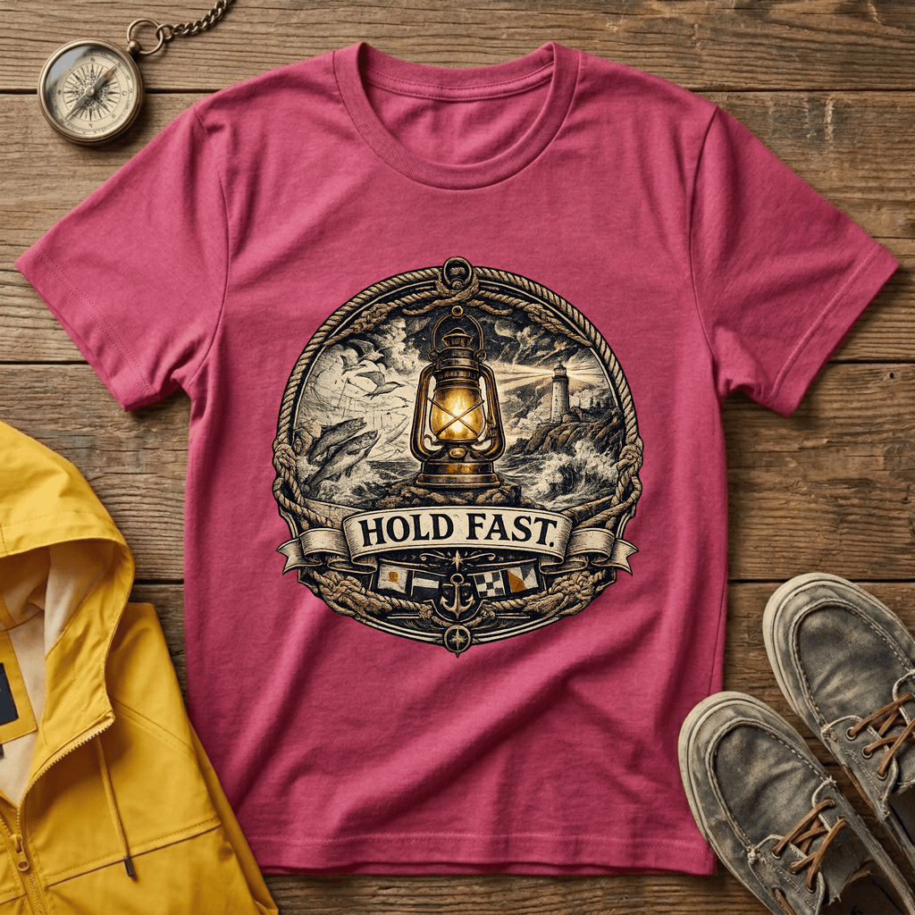 Lantern “Hold Fast” Graphic T‑Shirt — Nautical Vintage Lamp Tee