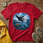 Whale Breach Graphic T-Shirt — Ocean Life Tee with Sea Turtle Design