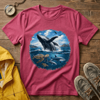 Whale Breach Graphic T-Shirt — Ocean Life Tee with Sea Turtle Design