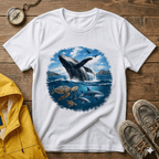 Whale Breach Graphic T-Shirt — Ocean Life Tee with Sea Turtle Design