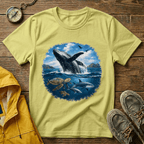 Whale Breach Graphic T-Shirt — Ocean Life Tee with Sea Turtle Design