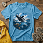 Whale Breach Graphic T-Shirt — Ocean Life Tee with Sea Turtle Design