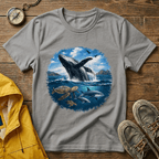 Whale Breach Graphic T-Shirt — Ocean Life Tee with Sea Turtle Design