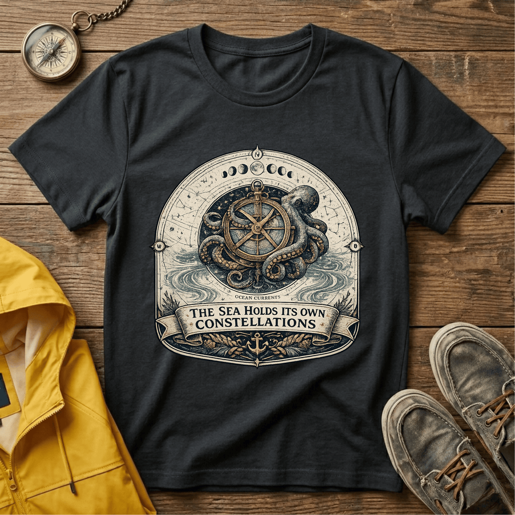 Octopus Nautical T‑Shirt — “The Sea Holds Its Own Constellations” Vintage Maritime Tee