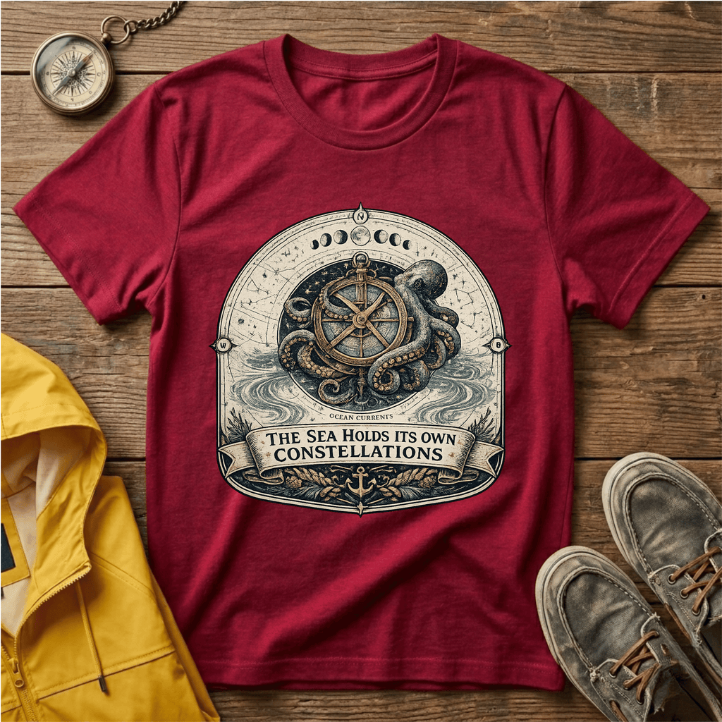 Octopus Nautical T‑Shirt — “The Sea Holds Its Own Constellations” Vintage Maritime Tee