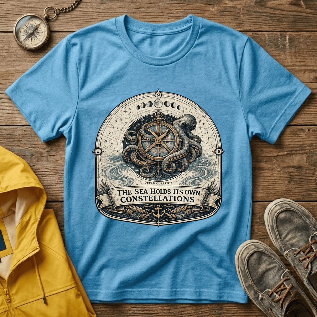 Octopus Nautical T‑Shirt — “The Sea Holds Its Own Constellations” Vintage Maritime Tee
