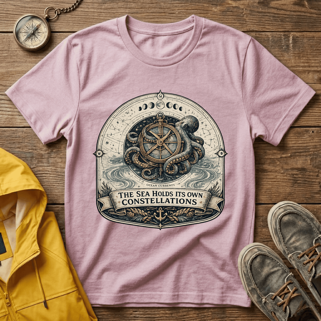 Octopus Nautical T‑Shirt — “The Sea Holds Its Own Constellations” Vintage Maritime Tee