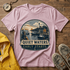 Quiet Waters T-Shirt — Coastal Lighthouse Sunrise Graphic Tee