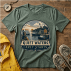 Quiet Waters T-Shirt — Coastal Lighthouse Sunrise Graphic Tee