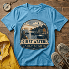 Quiet Waters T-Shirt — Coastal Lighthouse Sunrise Graphic Tee