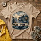 Quiet Waters T-Shirt — Coastal Lighthouse Sunrise Graphic Tee