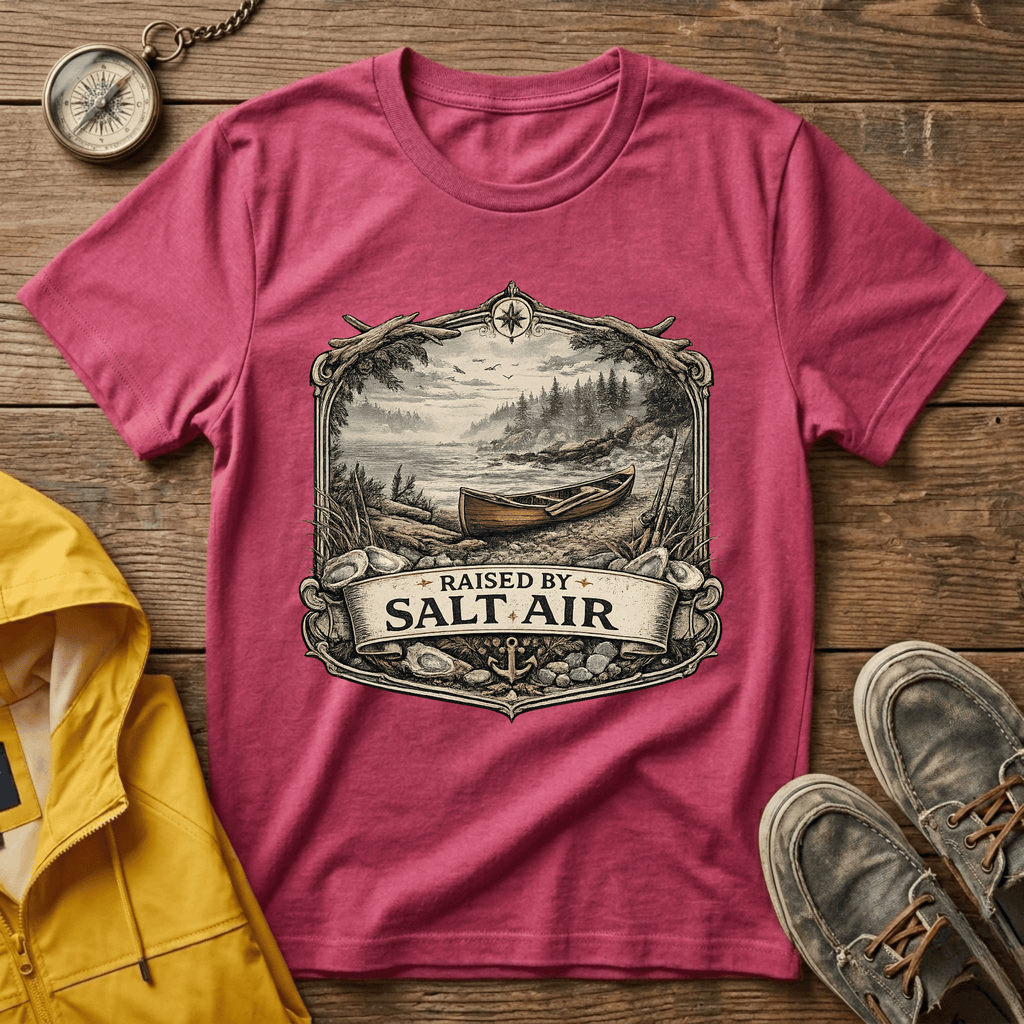T-Shirt — Raised by Salt Air Vintage Coastal Boat Graphic