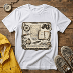 Nautical Explorer T-Shirt — Vintage Map, Compass & Binoculars Travel Graphic