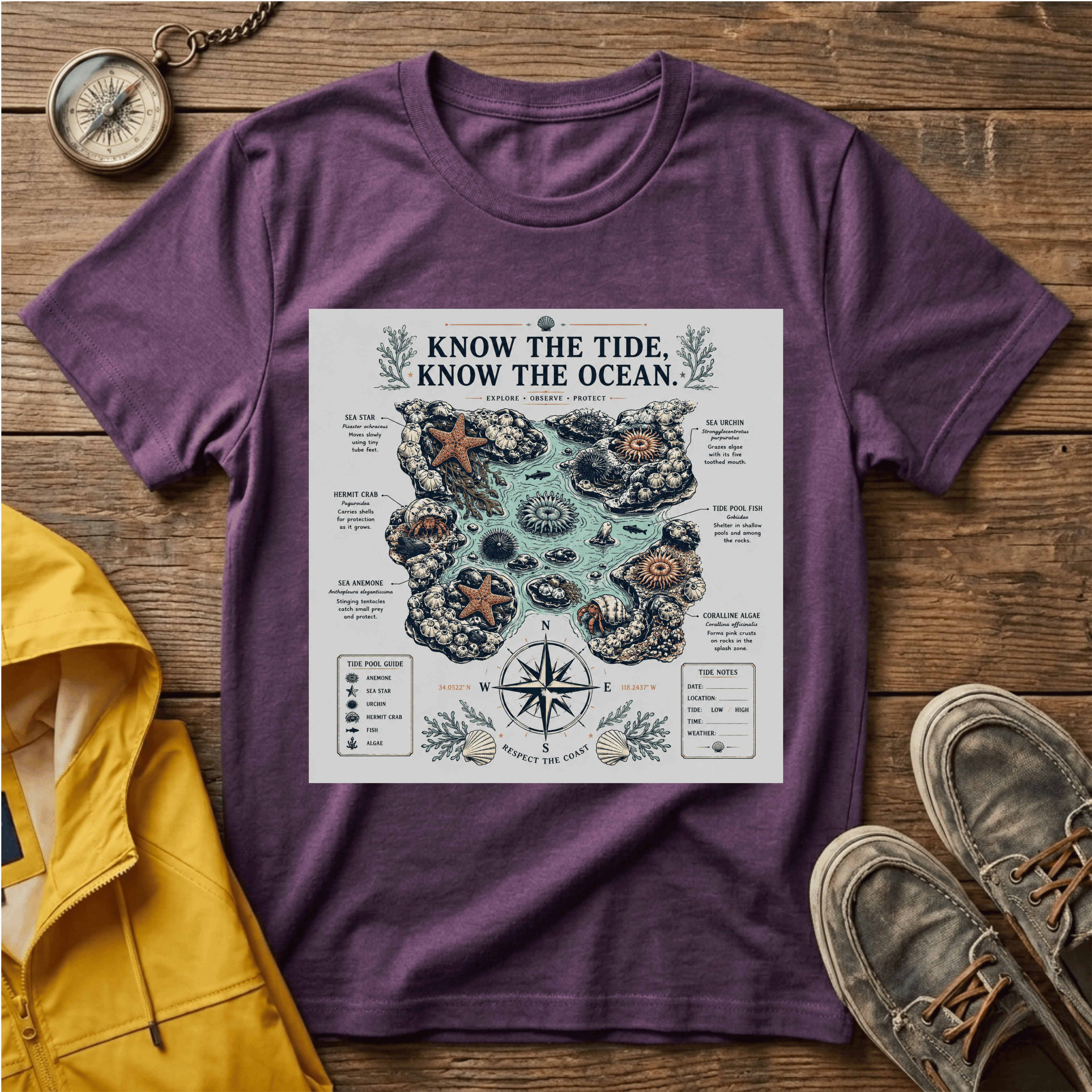 T-Shirt — "Know the Tide, Know the Ocean" Nautical Map Tee