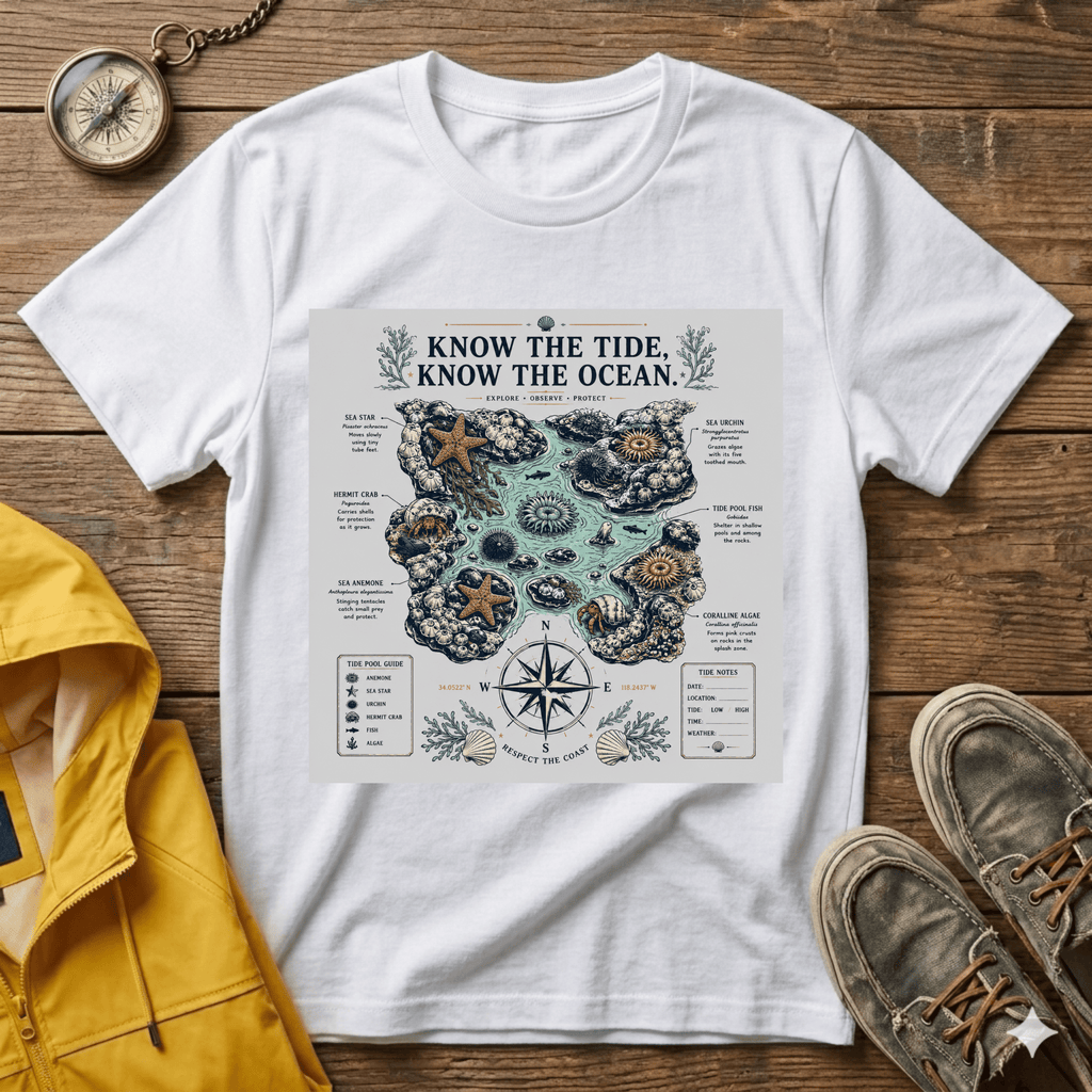 T-Shirt — "Know the Tide, Know the Ocean" Nautical Map Tee