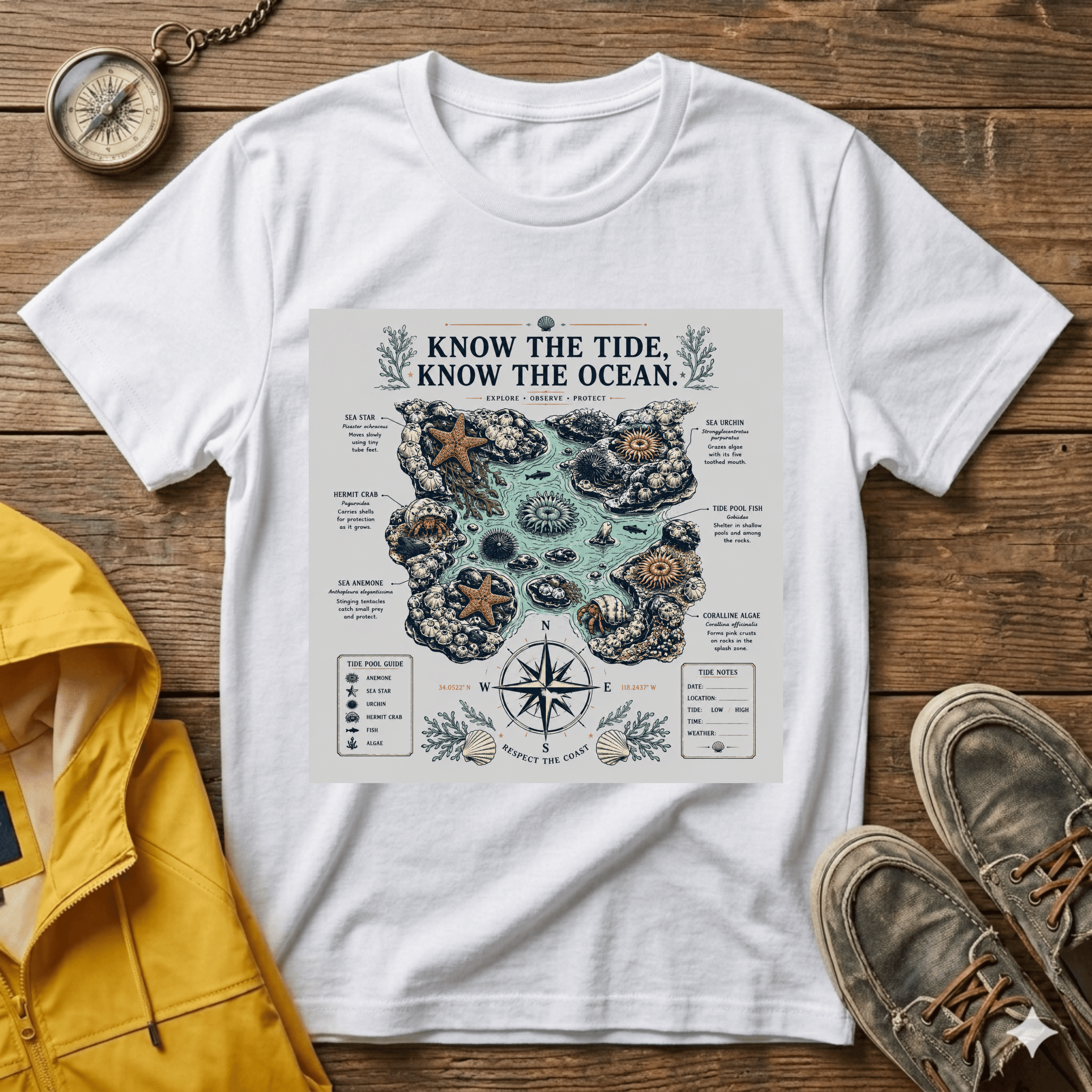 T-Shirt — "Know the Tide, Know the Ocean" Nautical Map Tee