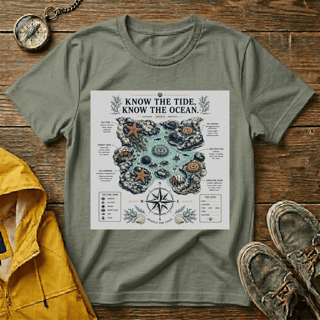 T-Shirt — "Know the Tide, Know the Ocean" Nautical Map Tee