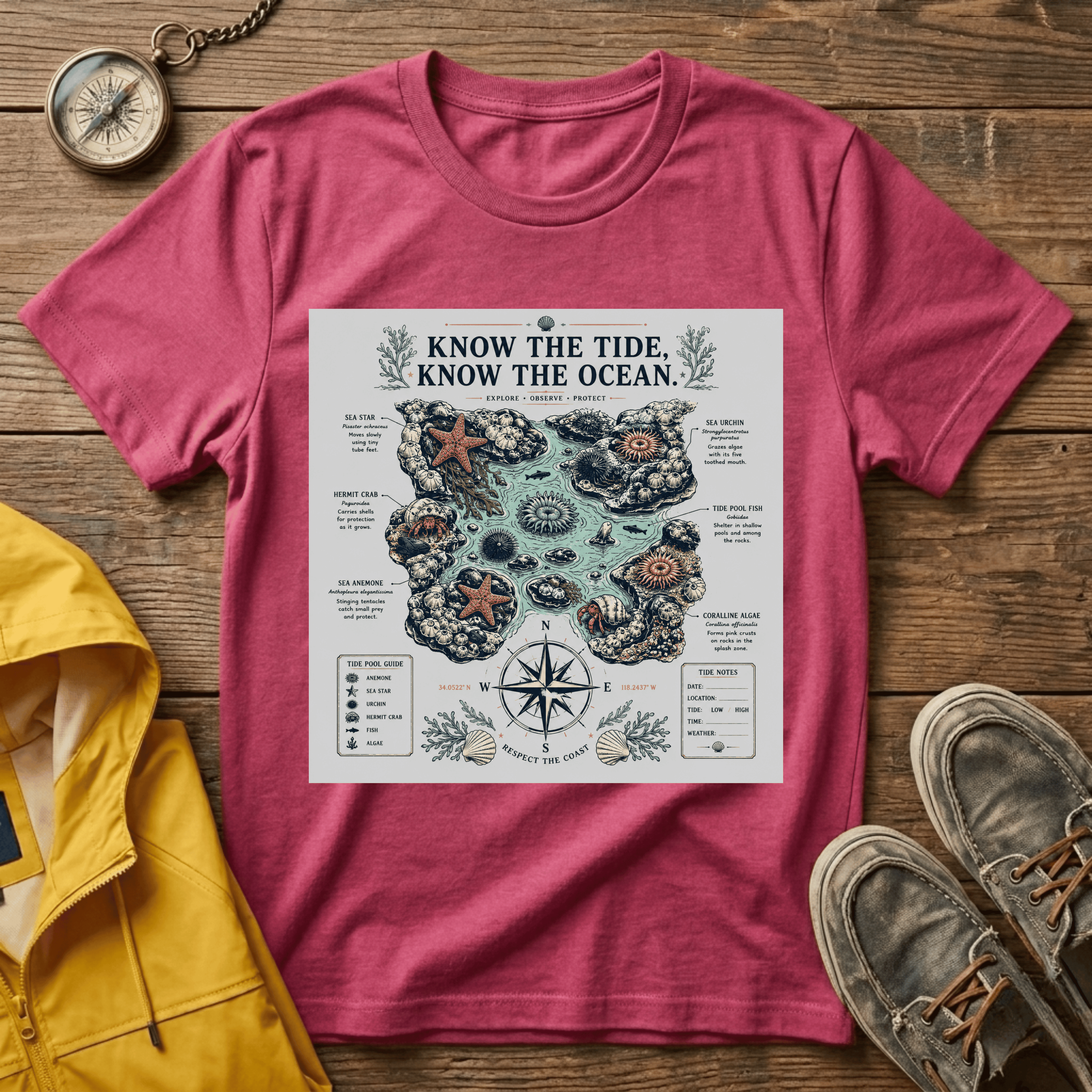 T-Shirt — "Know the Tide, Know the Ocean" Nautical Map Tee
