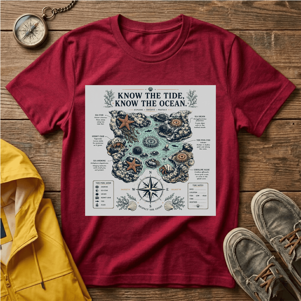 T-Shirt — "Know the Tide, Know the Ocean" Nautical Map Tee