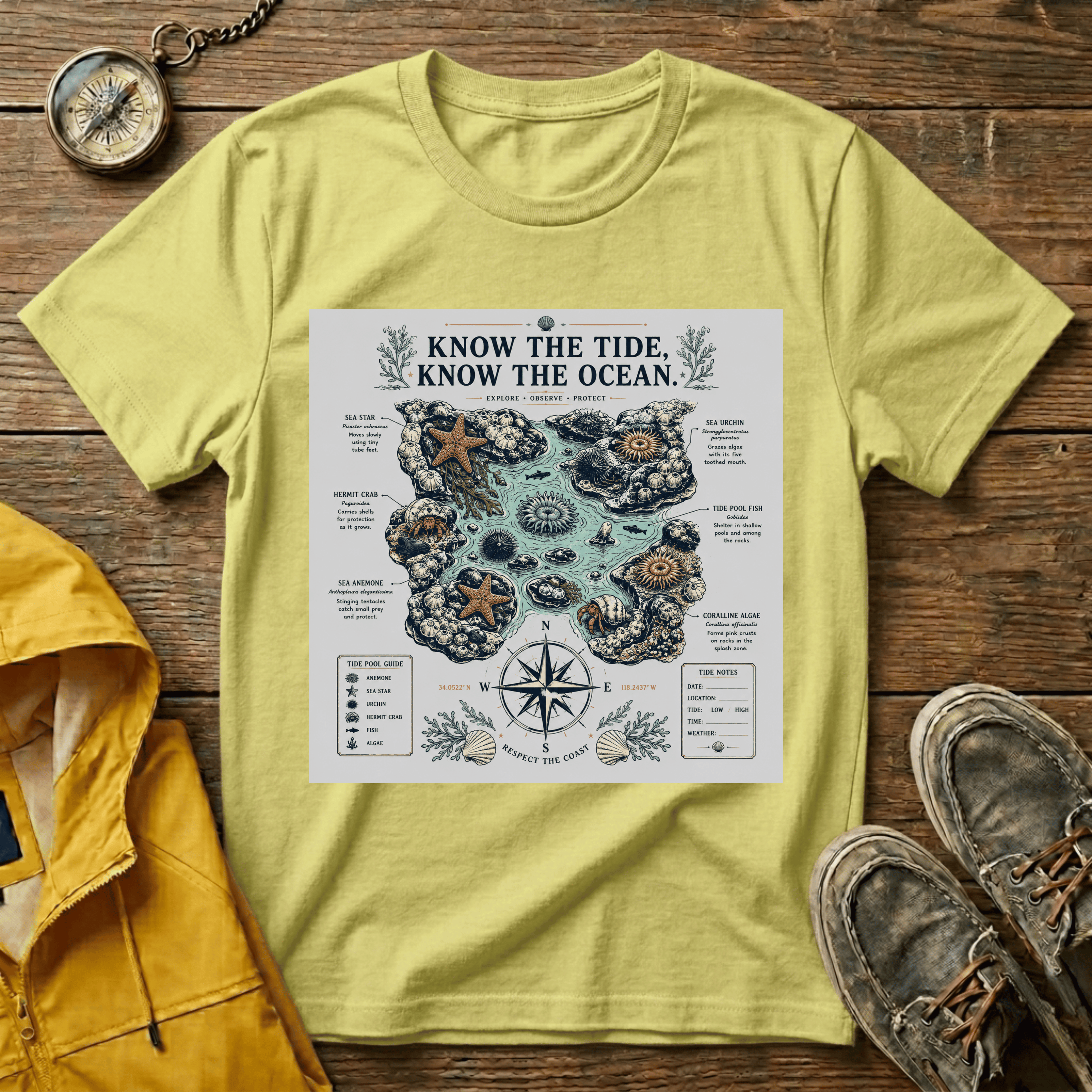 T-Shirt — "Know the Tide, Know the Ocean" Nautical Map Tee