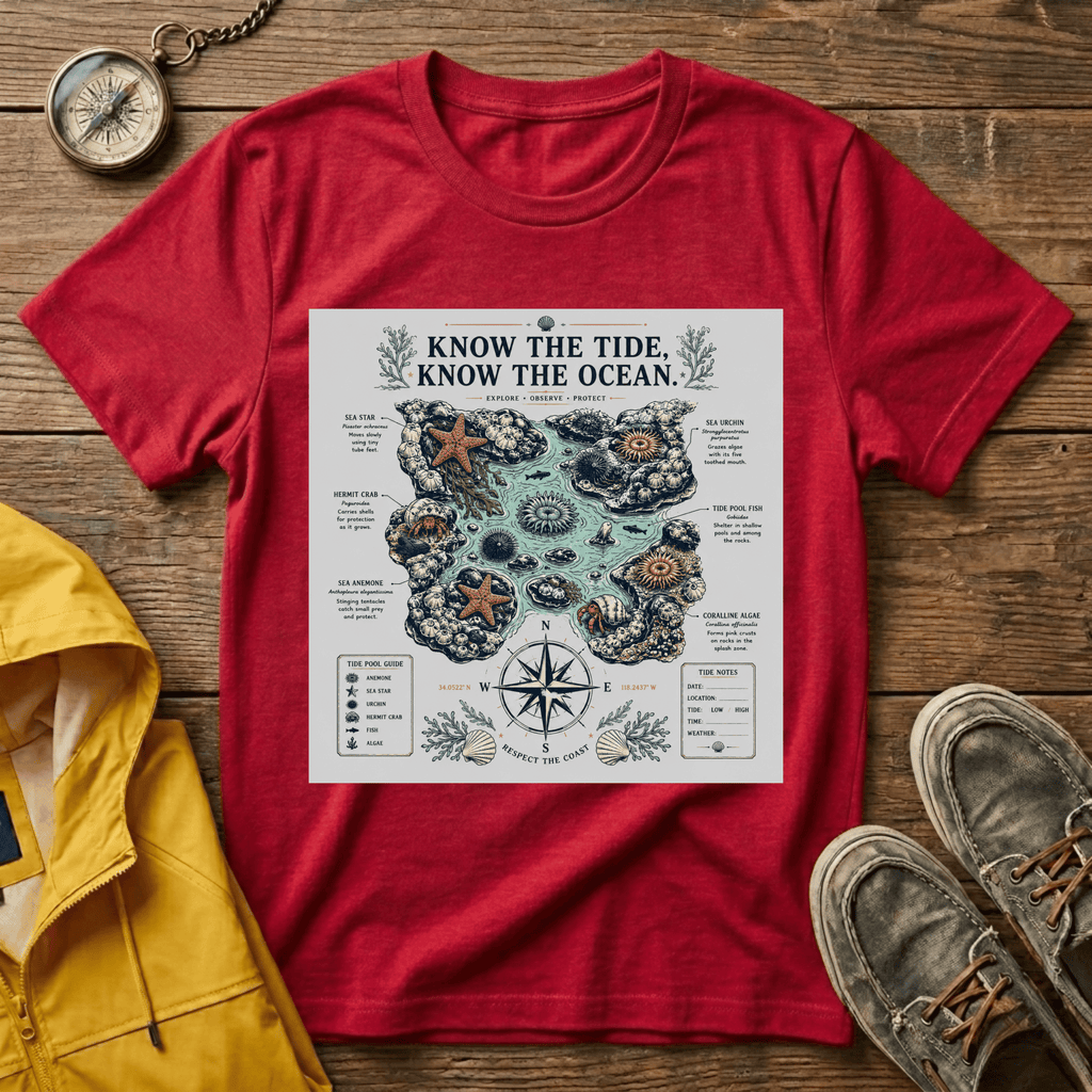 T-Shirt — "Know the Tide, Know the Ocean" Nautical Map Tee