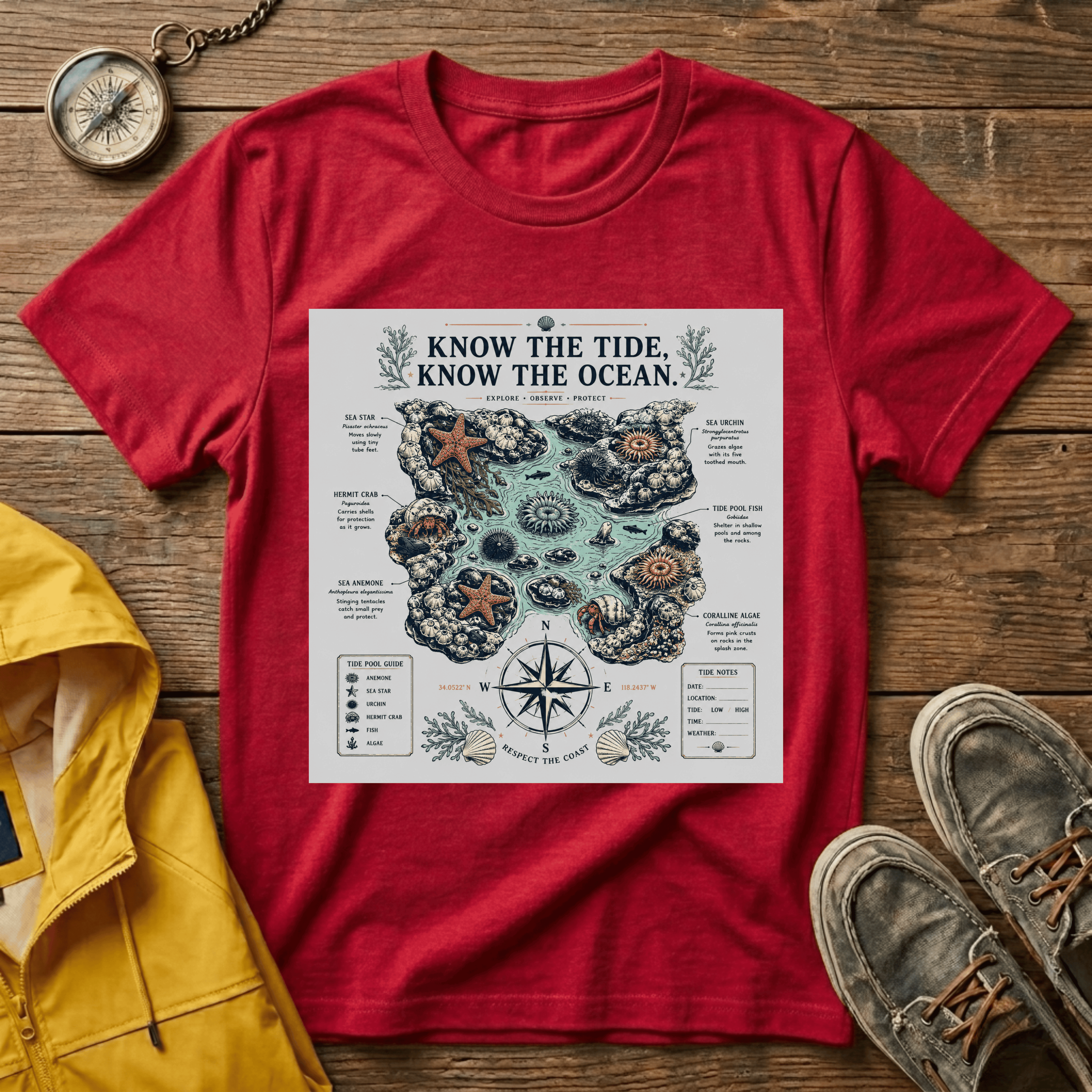 T-Shirt — "Know the Tide, Know the Ocean" Nautical Map Tee