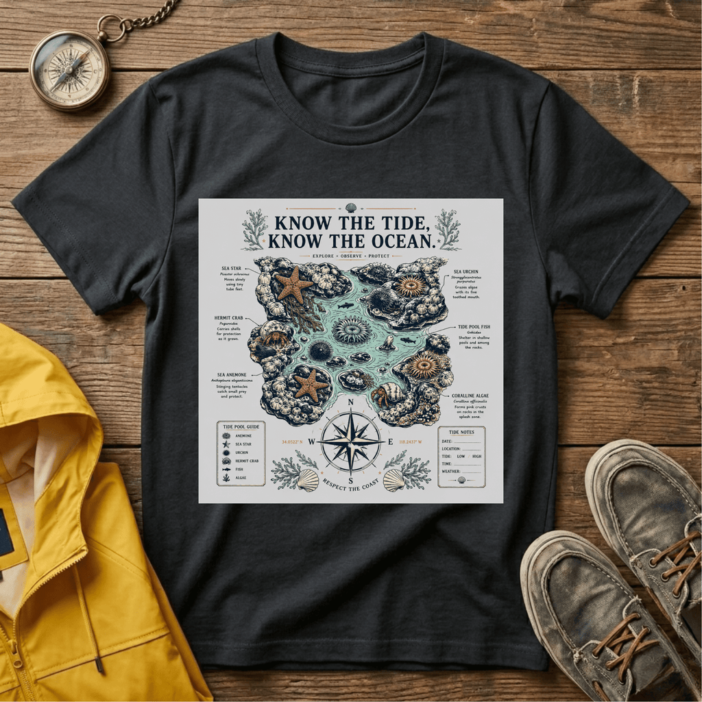 T-Shirt — "Know the Tide, Know the Ocean" Nautical Map Tee