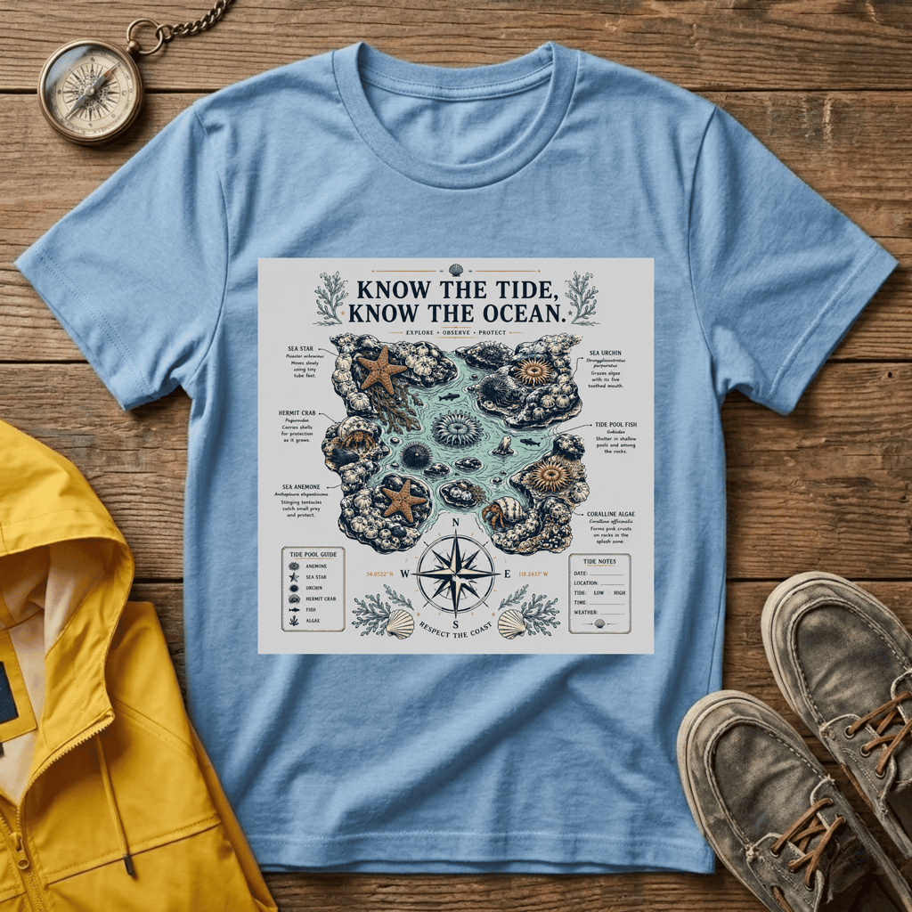 T-Shirt — "Know the Tide, Know the Ocean" Nautical Map Tee